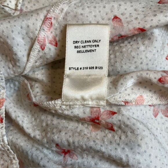 Rebecca Taylor Silk Blend Sleeveless Ruffle Top White Dot Floral Size 12 - Picture 8 of 11